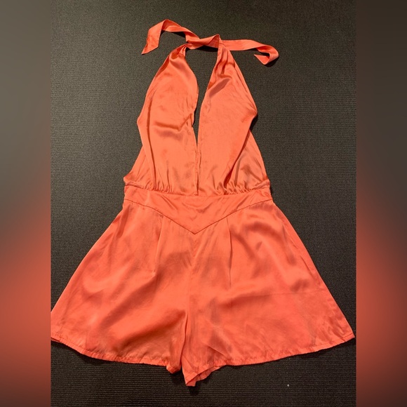 Victoria's Secret Other - Victoria's Secret Vintage Gold Label 100% Silk Backless‎ Romper Size Medium
